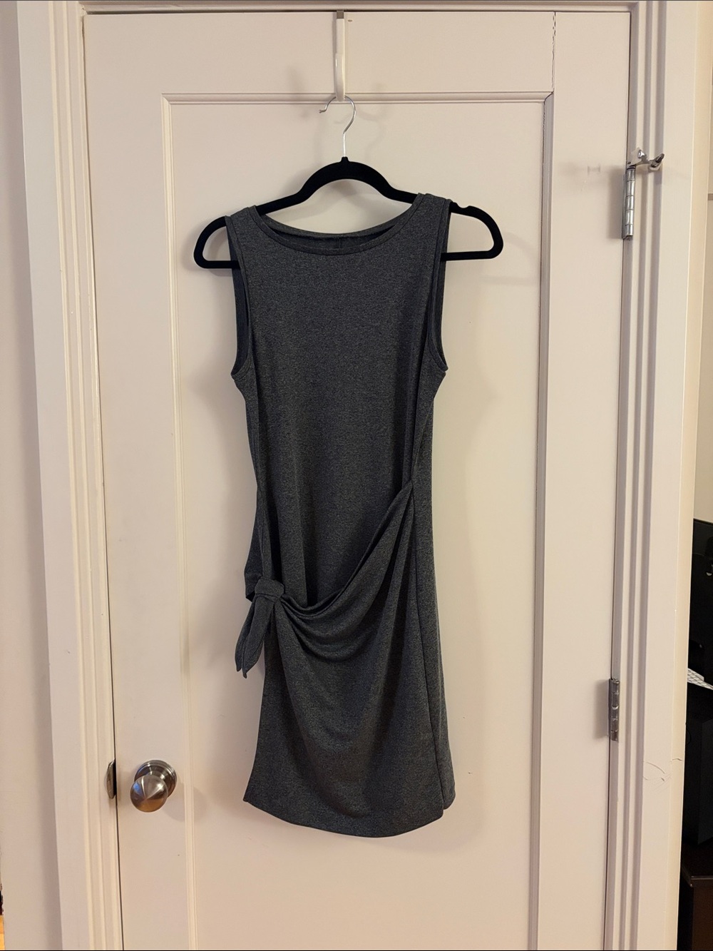 Ralph Lauren Charcoal Sleeveless Midi Dress with Side Knot